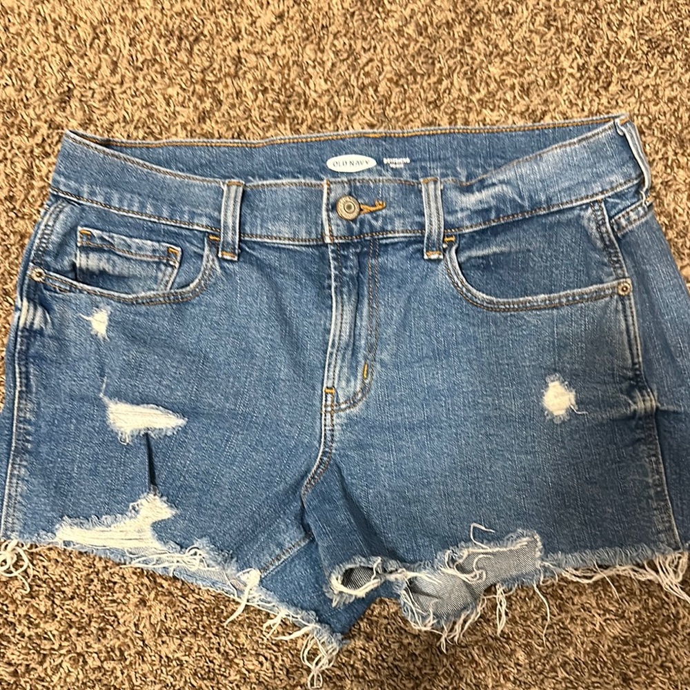 Old Navy Boyfriend Jean Shorts Distressed Cut-Off Style
